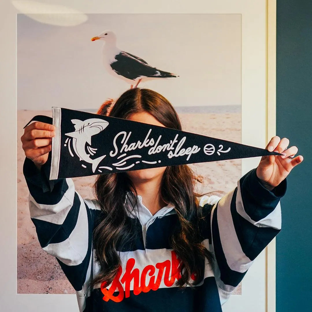 Sharks Don't Sleep Pennant - Cape Clasp
